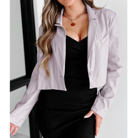 Faux Leather Crop Jacket - Picture 3 of 11